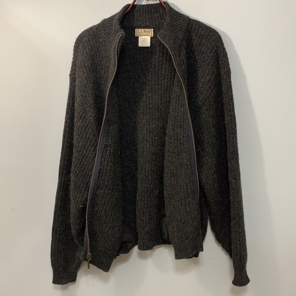 LL Bean Vintage Wool Alpaca Ribbed Thick Knit Zipper Cardigan Jacket Sweater XL - Picture 11 of 17